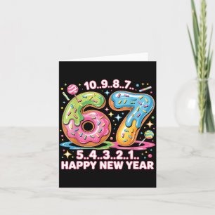 67 Countdown Happy New Year 2026 Funny Donut Numbe Card