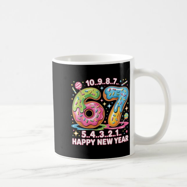 67 Countdown Happy New Year 2026 Funny Donut Numbe Coffee Mug (Right)
