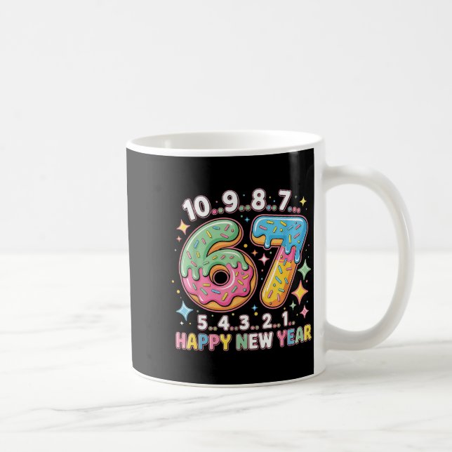 67 Countdown Happy New Year 2026 Funny Donut Numbe Coffee Mug (Right)