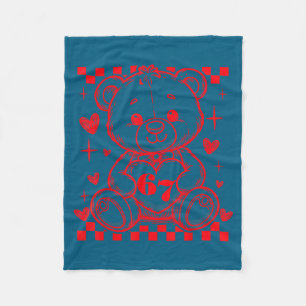 67 Cute Heart Teddy Bear Valentine's Day Six Seven Fleece Blanket