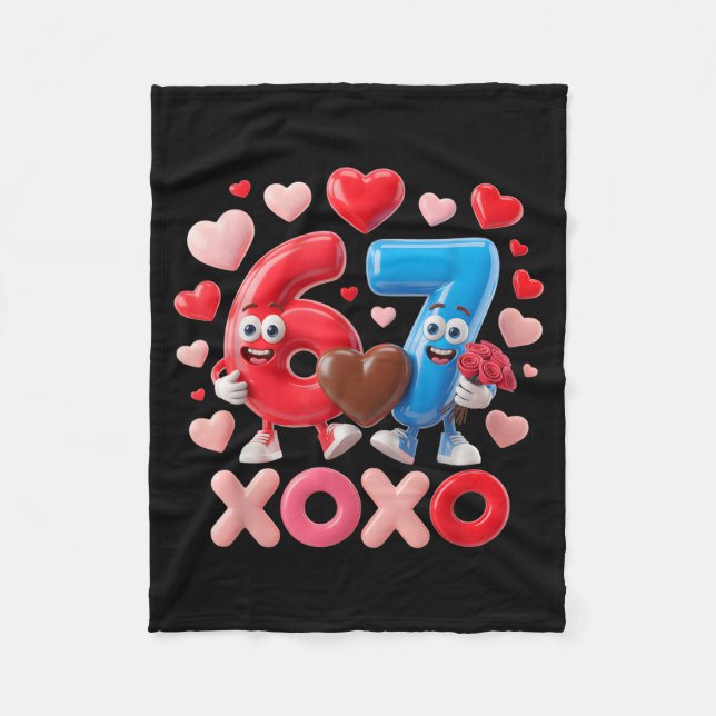 67 Cute Six Seven Gen Meme Couple Anniversary Vale Fleece Blanket (Front)