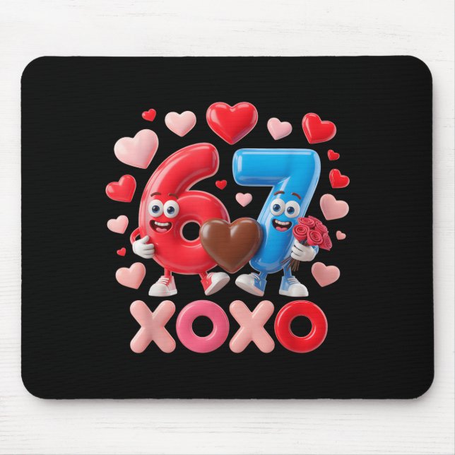 67 Cute Six Seven Gen Meme Couple Anniversary Vale Mouse Pad (Front)