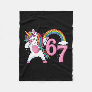 67 Dabbing Unicorn For Girls Six Seven Meme Kids W Fleece Blanket