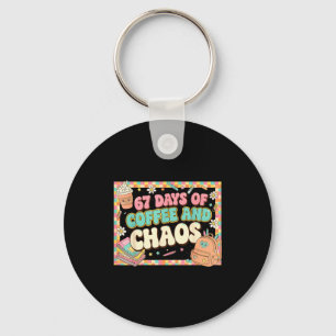 67 Days Of Coffee Teachers Retro School Six Seven  Keychain