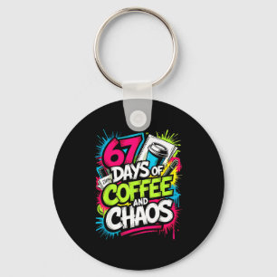 67 Days Of Coffee Teachers Retro School Six Seven  Keychain