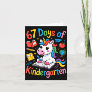 67 Days Of Kindergarten Cute Unicorn For Teachers Card