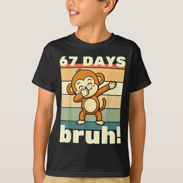 67 Days Of School Bruh Funny Meme Boys Kids Dabbin T-Shirt (Front)