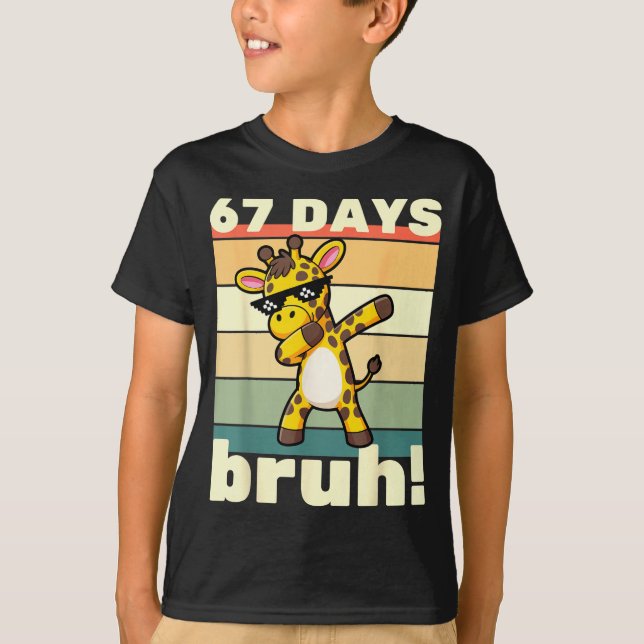 67 Days Of School Bruh Funny Meme Boys Kids Dabbin T-Shirt (Front)