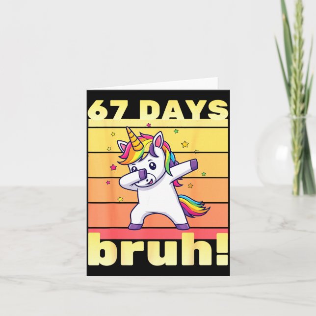 67 Days Of School Bruh Funny Teacher Kids Dabbing  Card (Front)