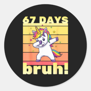 67 Days Of School Bruh Funny Teacher Kids Dabbing  Classic Round Sticker