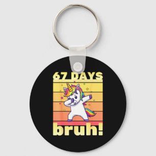 67 Days Of School Bruh Funny Teacher Kids Dabbing  Keychain