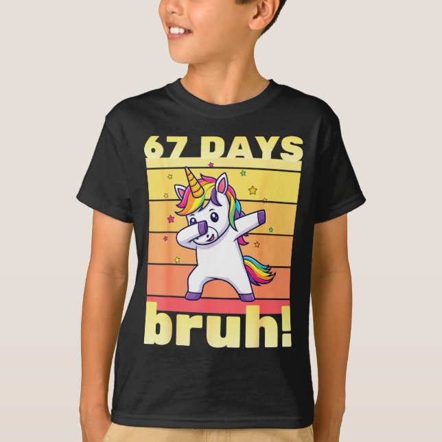 67 Days Of School Bruh Funny Teacher Kids Dabbing  T-Shirt (Front)