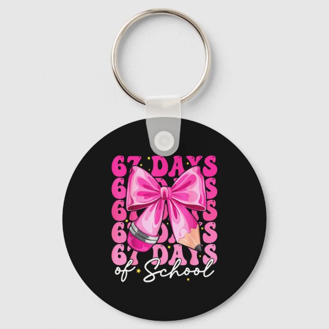 67 Days Of School Coquette Bow Six Seven Meme Teac Keychain (Front)