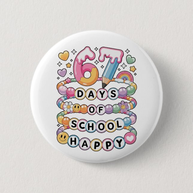 67 Days of School Cute Teacher Colorful Classroom Button (Front)