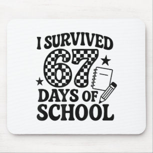 67 Days Of School Groovy Checkered  Mouse Pad