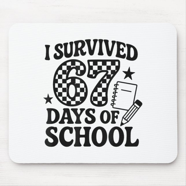 67 Days Of School Groovy Checkered  Mouse Pad (Front)