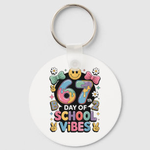 67 Days Of School Meme100th Day Of School Vibes Pi Keychain