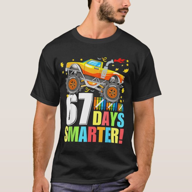 67 Days Of School Smarter Funny Six Seven Monster  T-Shirt (Front)