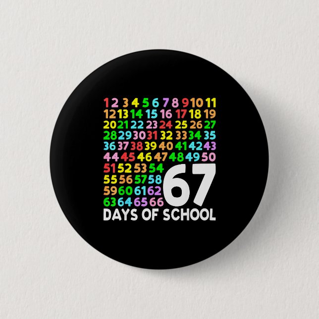 67 Days Of School Teacher Kids Boy 67 Math Numbers Button (Front)