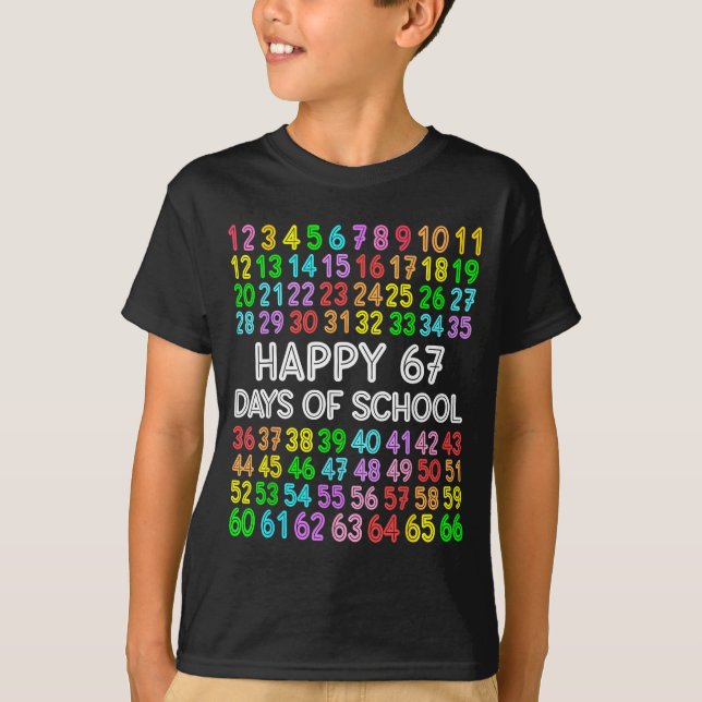 67 Days Of School Teacher Kids Boy 67 Math Numbers T-Shirt (Front)