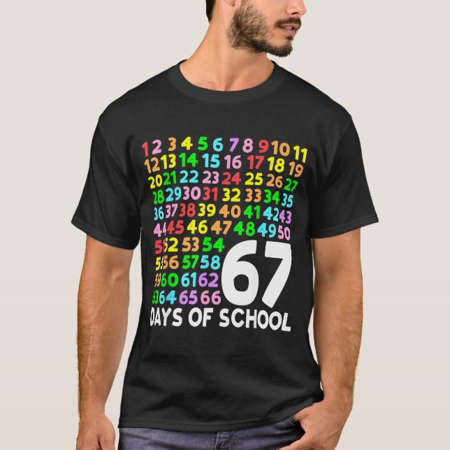 67 Days Of School Teacher Kids Boy 67 Math Numbers T-Shirt (Front)