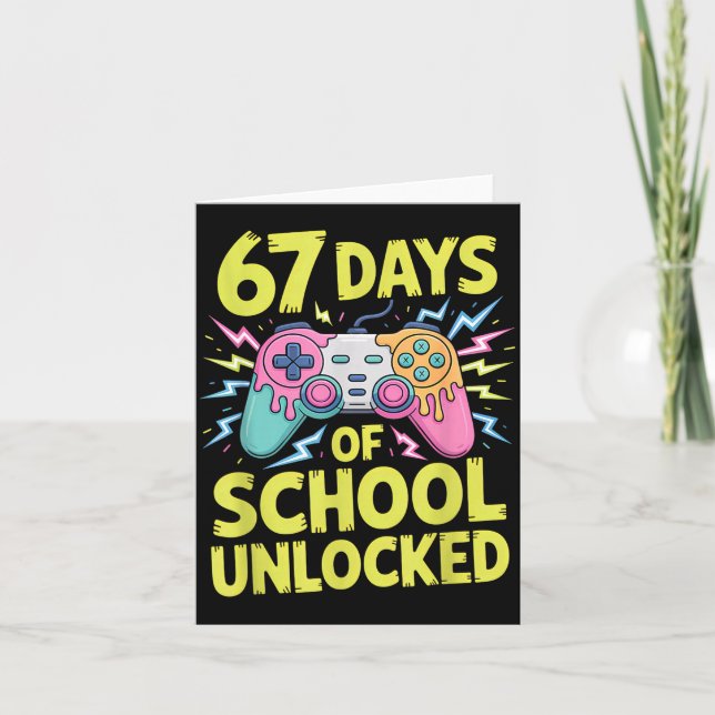 67 Days Of School Unlocked Gamer Gaming Boys Ice C Card (Front)