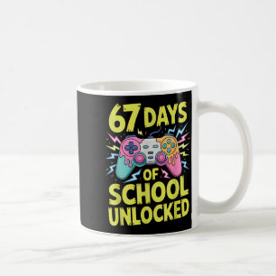 67 Days Of School Unlocked Gamer Gaming Boys Ice C Coffee Mug