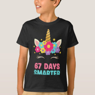 67 Days Smarter Bow Girls Kids Funny Unicorn 6 7 M T-Shirt