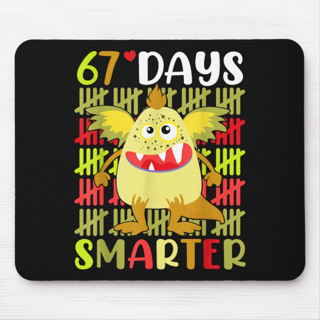67 Days Smarter Little Monster 67th Day School Gir Mouse Pad (Front)