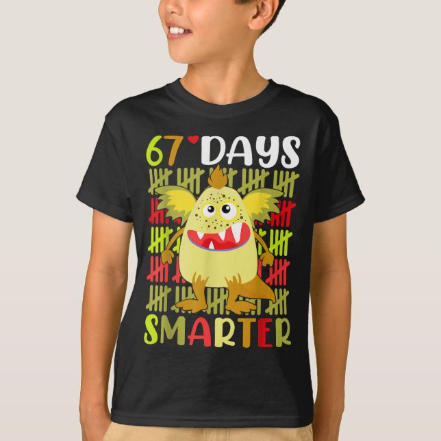 67 Days Smarter Little Monster 67th Day School Gir T-Shirt (Front)