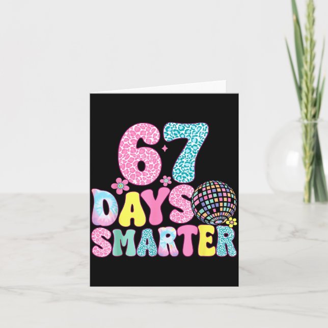 67 Days Smarter Rainbow Back To School Teacher Kid Card (Front)