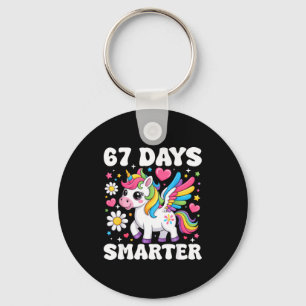 67 Days Smarter Unicorn Girl Kid Teacher 67th Day  Keychain