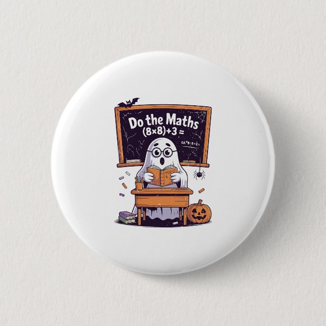67 Do The Math Ghost Teacher Halloween Costume Mat Button (Front)