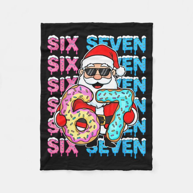 67 Donut Christmas Funny Six Seven Meme Santa Kids Fleece Blanket (Front)