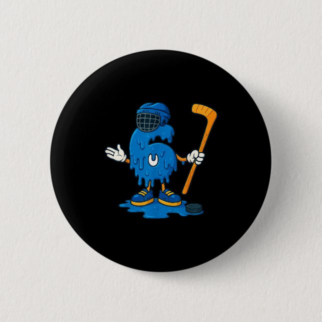 67 Drip Ice Cream Hockey Player  Button (Front)
