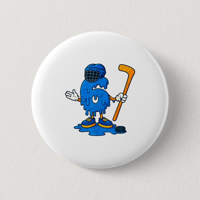 67 Drip Ice Cream Hockey Player  Button (Front)