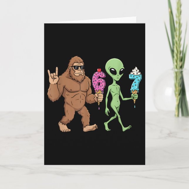 67 Drip Meme Funny Six Seven Bigfoot Alien Sasquat Card (Front)