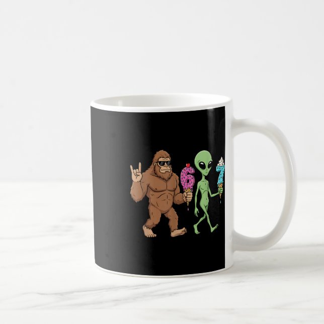 67 Drip Meme Funny Six Seven Bigfoot Alien Sasquat Coffee Mug (Right)