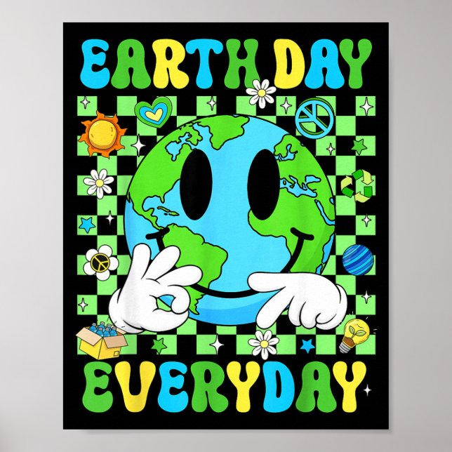 67 earth day everyday funny smile face earth six poster (Front)
