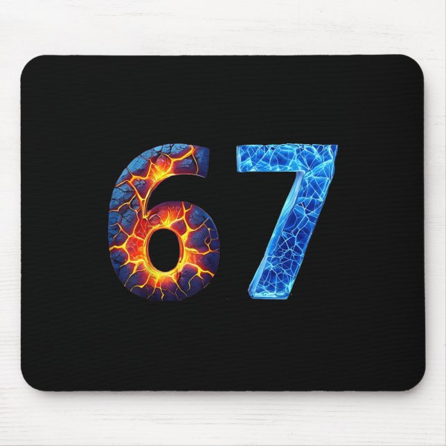 67 Fire Ice Number Funny Six Seven Meme 6 7  Mouse Pad (Front)