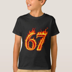 67 fire six seven meme flames slang number funny T-Shirt