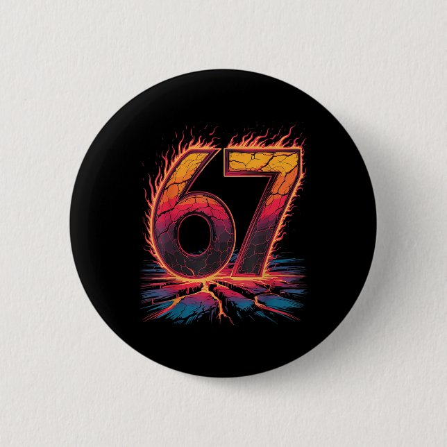 67 Flame Number Six Seven Meme 67 Kid  Button (Front)