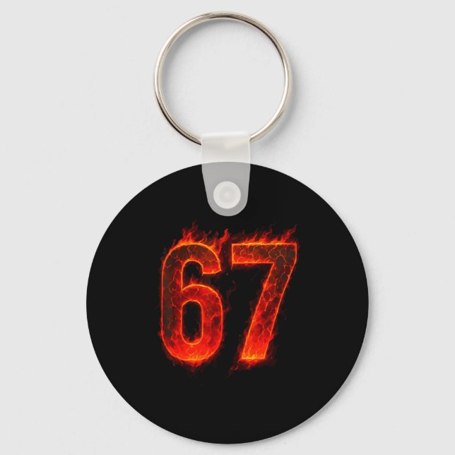 67 Flame Number Six Seven Meme 67 Kid  Keychain (Front)