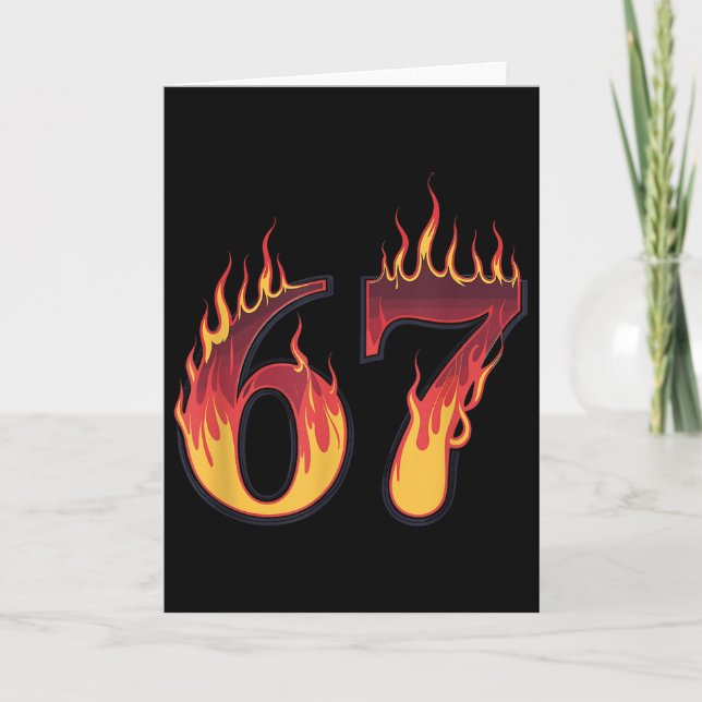 67 Flames Funny Six Seven Gen Alpha Meme Slang  Card (Front)