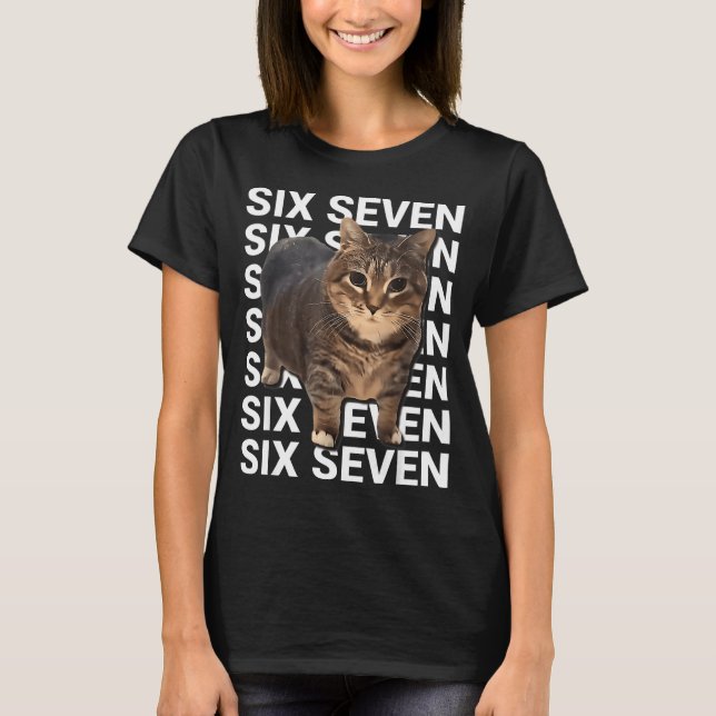 67 Funny Cat Six Seven Meme Gen Z Alpha Humor Anim T-Shirt (Front)