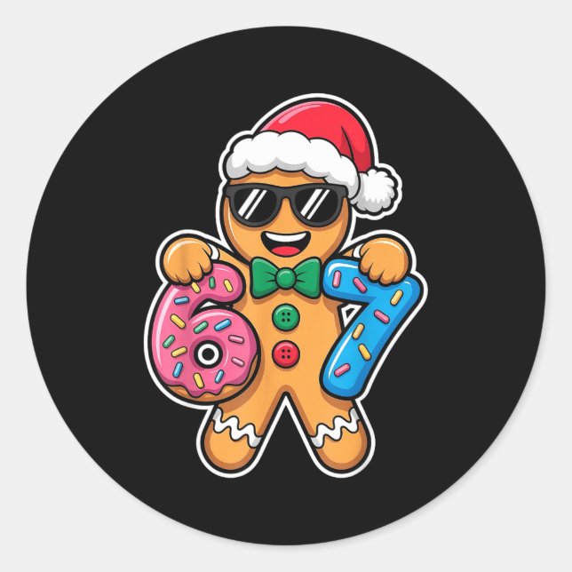 67 Funny Christmas Boys Kids Xmas Six Seven Ginger Classic Round Sticker (Front)