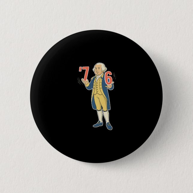 67 Funny George Washington Meme Six Seven Gen Alph Button (Front)