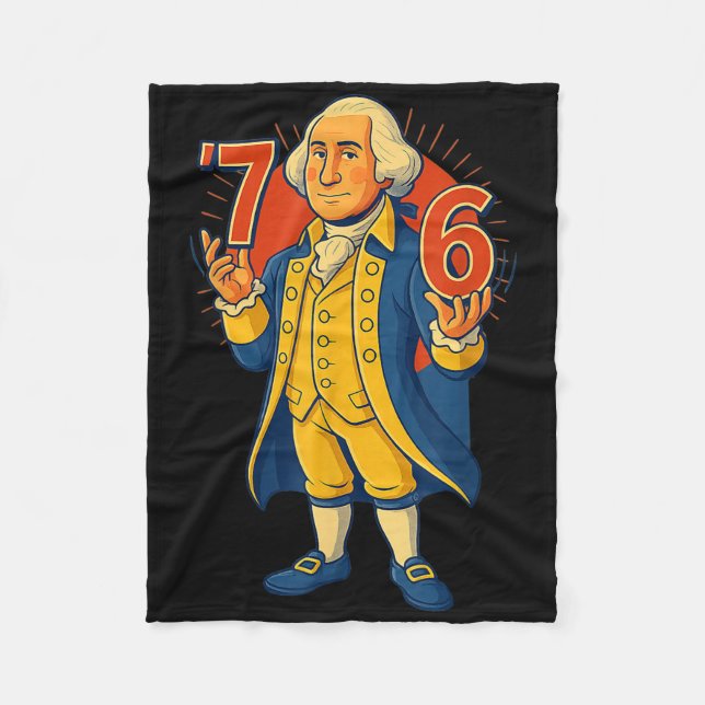 67 Funny George Washington Meme Six Seven Gen Alph Fleece Blanket (Front)