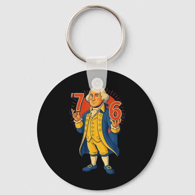 67 Funny George Washington Meme Six Seven Gen Alph Keychain (Front)