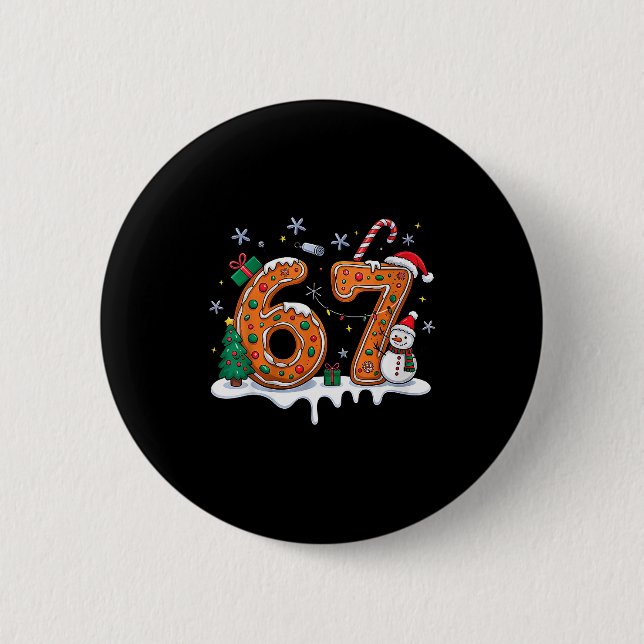 67 Funny Gingerbread Christmas Cookie Men Women 67 Button (Front)